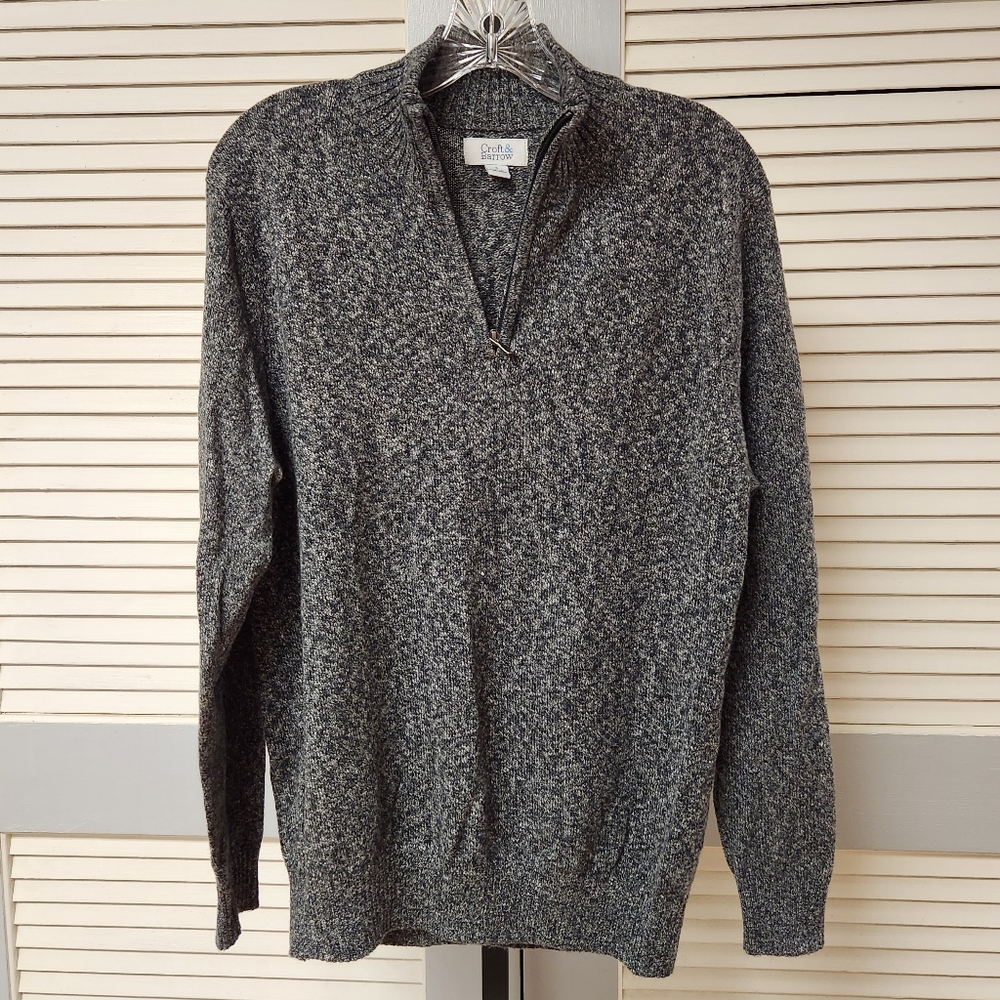 Croft & Barrow Mens Sweater 1/4 Zip Long Sleeve Grey Size S
